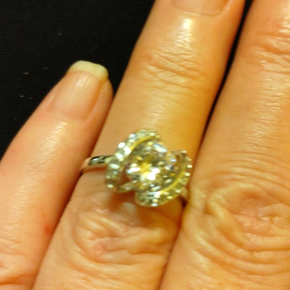 New cz sterling silver unique ring